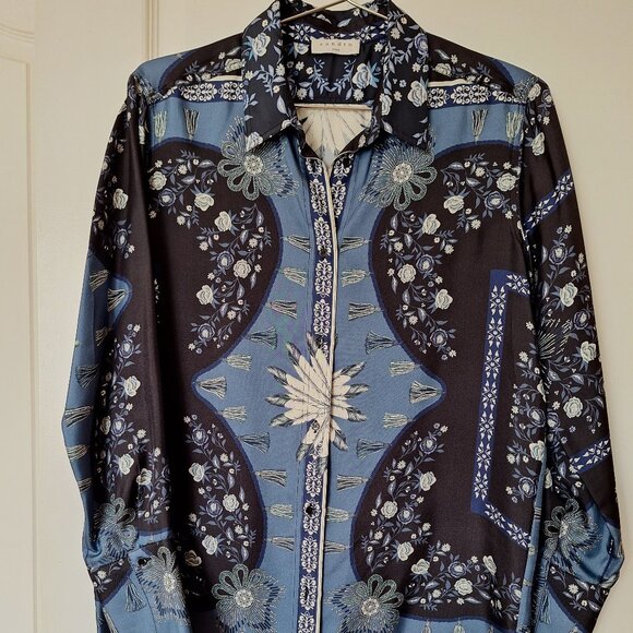 Sandro PARIS - the KIM floral print shirt, 100% Silk - Picture 6 of 11